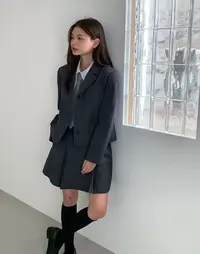 韩国代购丝光羊毛短款小西服L25091840