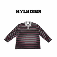 HYLADIESWEAR  『学院风条纹』设计款撞色条纹翻领开叉简约针织衫女