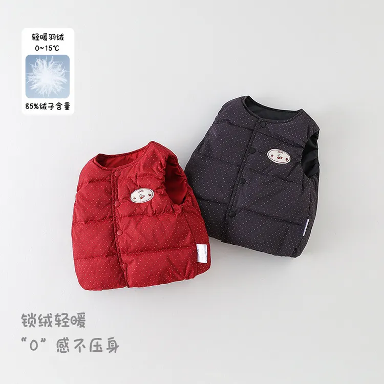 女童羽绒马甲冬季婴幼儿白鸭绒加厚保暖背心宝宝可爱外出服类儿童