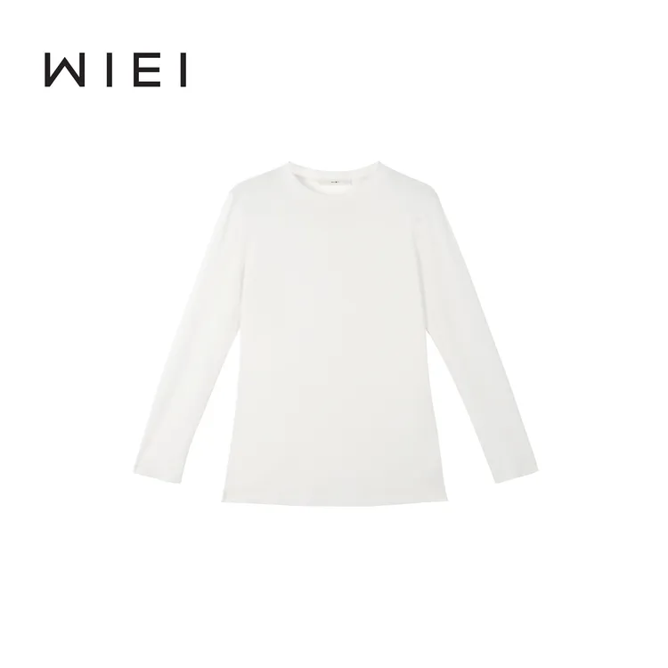 《WI EI》强捻100棉*圆领休闲长袖基础款打底T W25300118