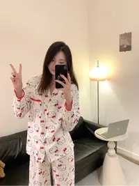 Kitty猫日系甜美睡衣女春秋季长袖少女可爱学生家居服套装可完成