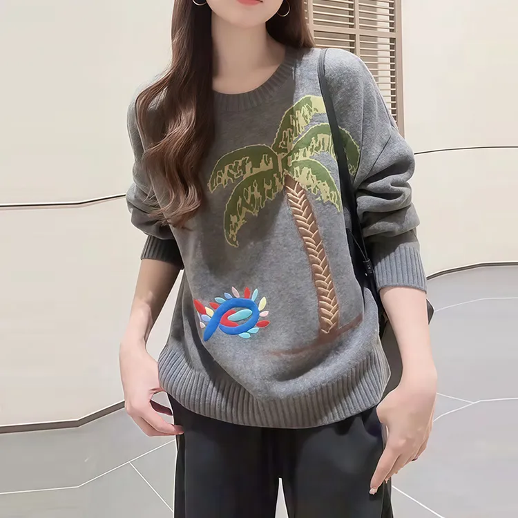 圆领秋季长袖百搭针织衫2025新款套头慵懒风女装独特漂亮显瘦上衣