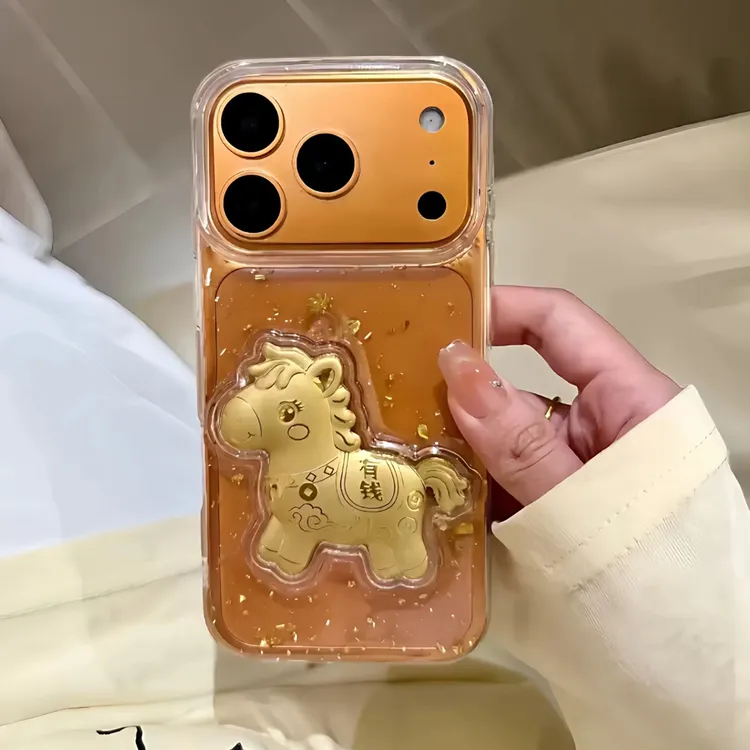 金箔滴胶马上有钱手机壳适用苹果17/16/15pro/14iphone11/xr/x/7p