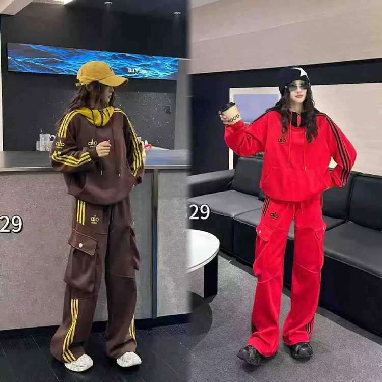 欧洲站2025秋季新款时尚休闲套装女宽松显瘦百搭长袖上衣阔腿裤女