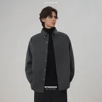 NYHSUGOO/南乙秋冬花灰色厚实粗花呢面料衬衫廓形3933男士外套