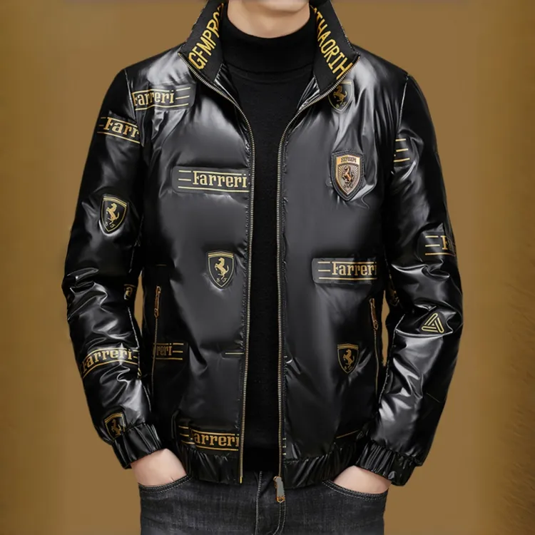 长袖白鸭绒羽绒服男冬季新款帅气潮流保暖亮面免洗外套