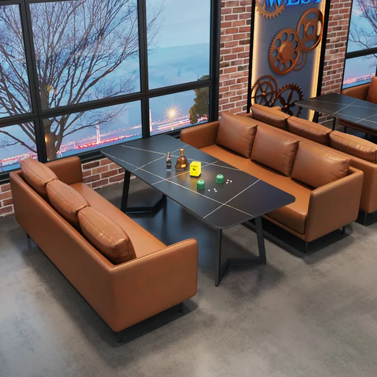 现代工业风酒吧卡座沙发咖啡厅休闲休息区餐吧清吧小酒馆桌椅组合