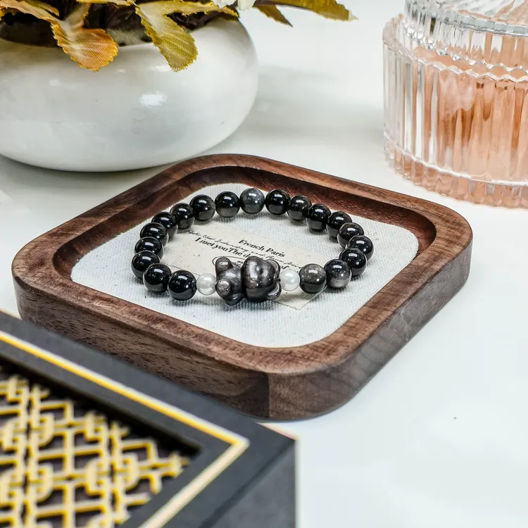 5A天然银耀石小熊手串高级感送妈妈女友闺蜜孩子生日礼物