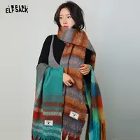 【生活周边系列】妖精的口袋复古格子条纹毛绒绒围巾女2025秋冬季