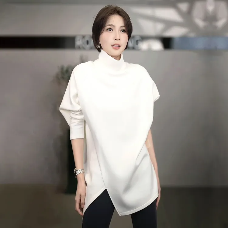 溶溶【暖冬暮歌】RONGRONG兔毛混纺不规则宽松气质上衣绒衫2502K721