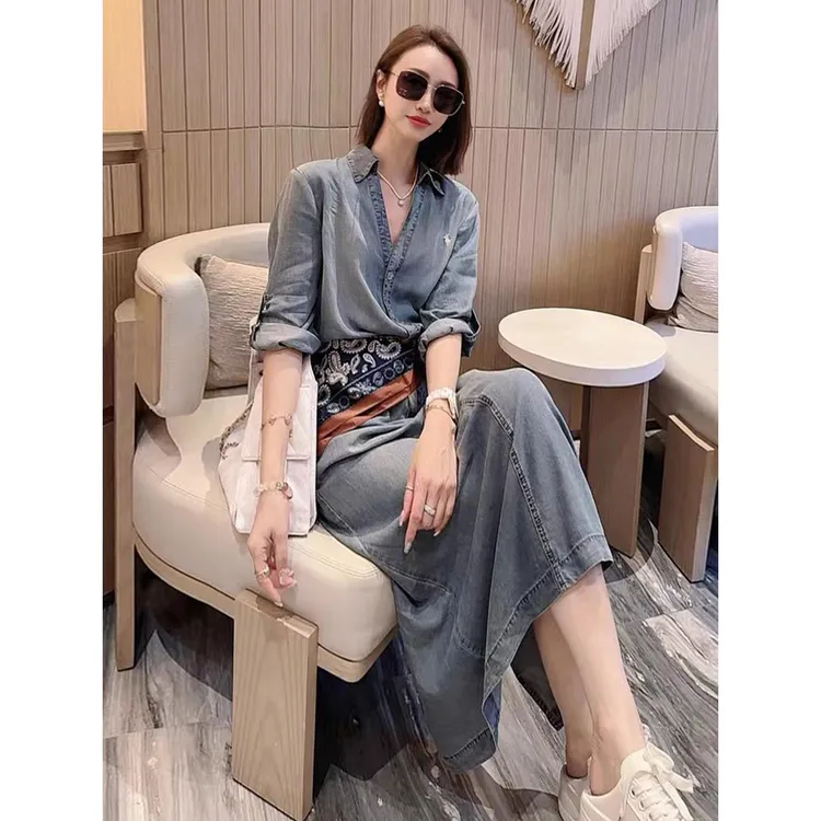 今年流行爆款连衣裙女夏季宽松松弛感气质牛仔裙优雅气质休闲长裙