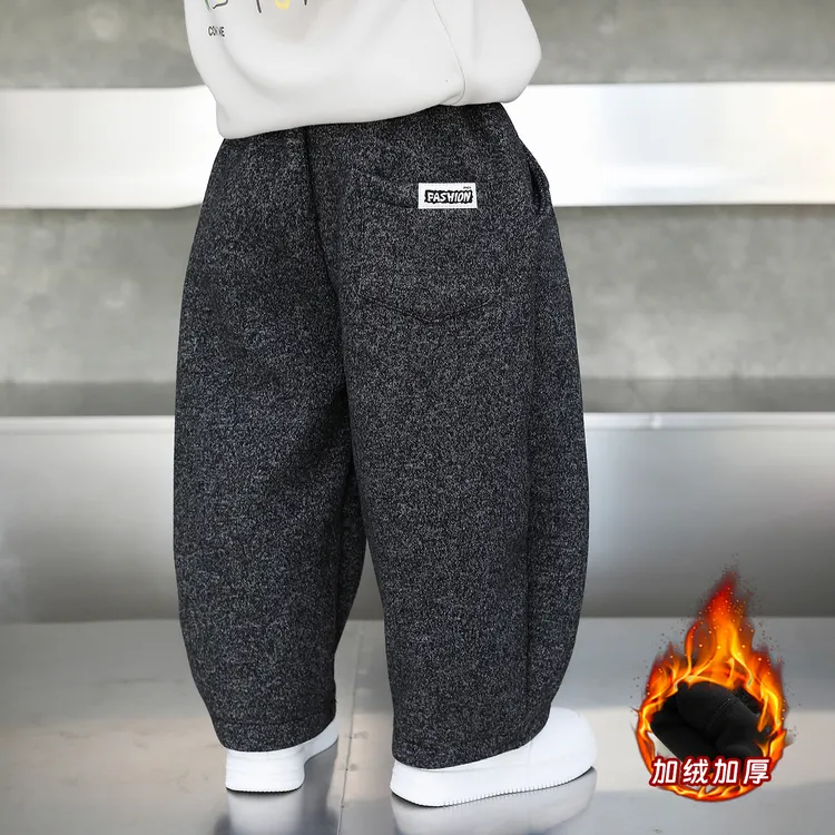 男童裤子冬季新款2025儿童洋气加绒加厚休闲弯刀裤痞帅时尚长裤潮