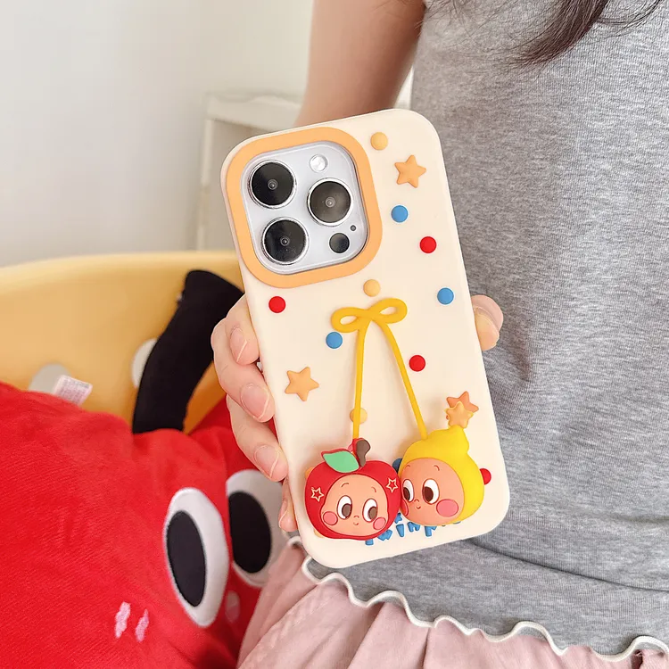 苹果|可爱吊坠星星人适用iPhone17卡通创意女款ins立体硅胶手机壳