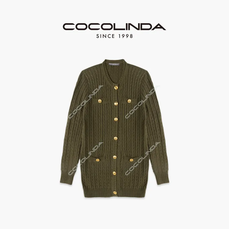 COCOLINDA100%棉质绞花中长款女装连衣裙S2339