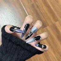 （冰川）辣妹猫眼爆闪黑蓝小众百搭气质暗黑新款高级轻奢穿戴美甲