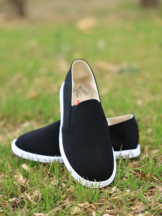 新款男士千层底耐磨黑色机注鞋休闲卡丹皇透气面料三防男款布鞋