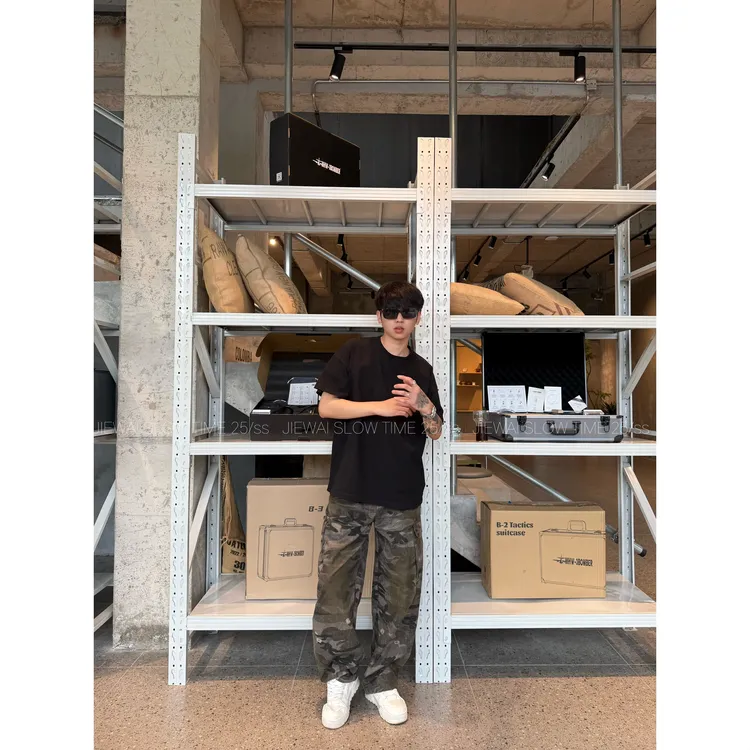 JIEWAI YFX6679【春秋水洗复古秋季迷彩休闲裤纯棉宽松男士直筒裤】