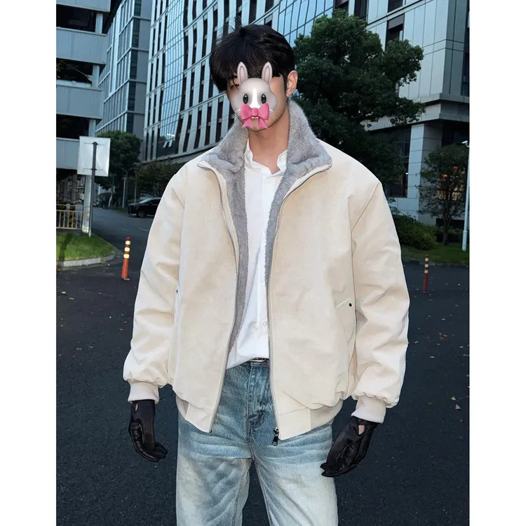 美式仿双色貂毛座山雕外套男冬季双面穿重磅防寒加厚保暖棉衣棉袄