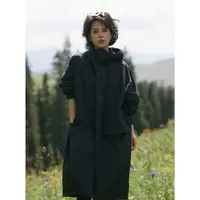 W.Diva【雾诗】秋冬黑色日系连帽长款棉服温婉大方衣服女53C182441