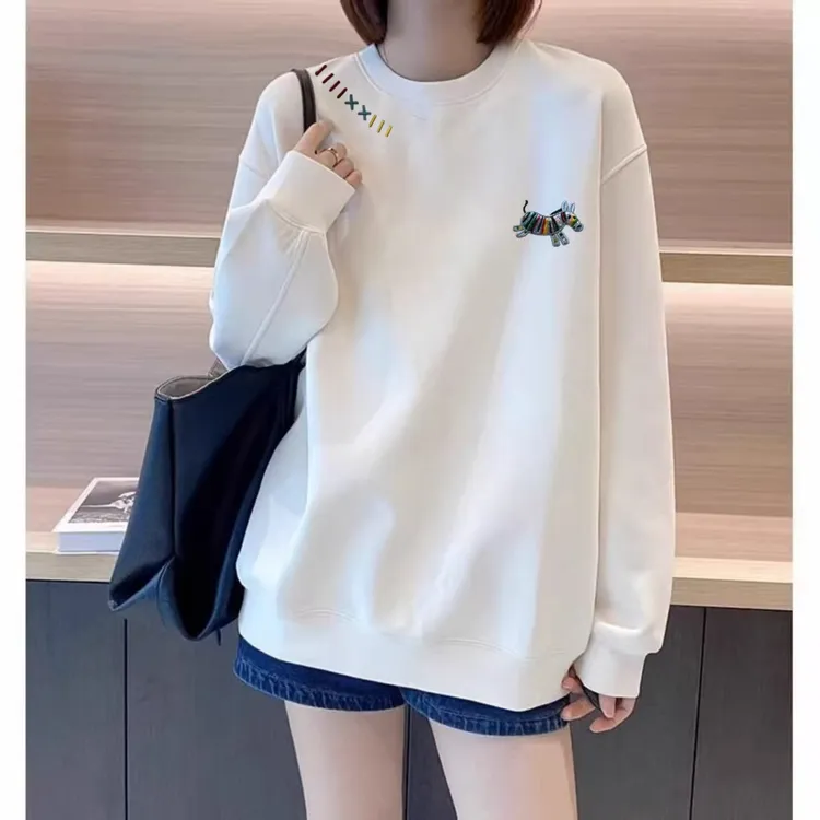 【重工刺绣】圆领男女同款宽松显瘦卫衣百搭秋季彩虹马潮流情侣长袖