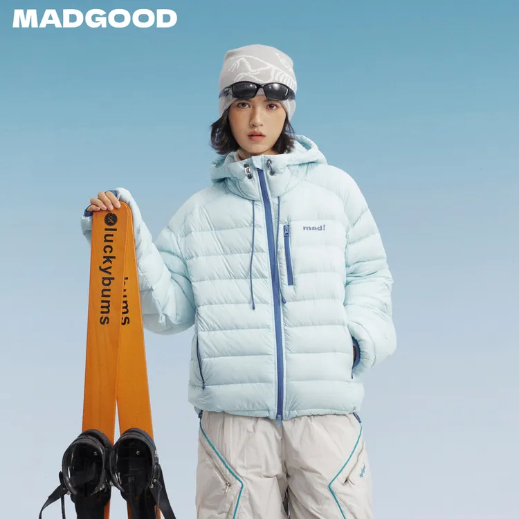 madgood马得工地日系休闲百搭撞色排骨连帽羽绒服MDGDWT14847