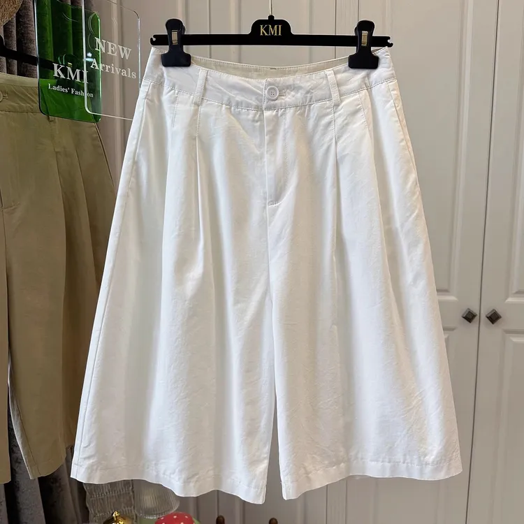 高级极简风通勤五分裤压皱宽松中裤女休闲裤百搭慵懒2025夏季新款