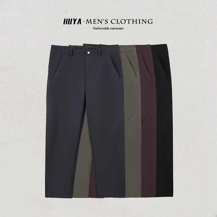 虎牙兄弟男款冬季户外软壳裤运动休闲通勤加厚磨毛直筒裤 L2611