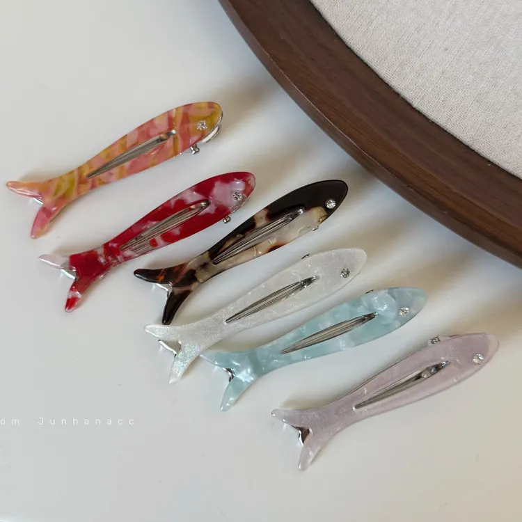 可爱醋酸小鱼发夹鸭嘴夹甜美少女刘海夹边夹前额发卡百搭气质发饰