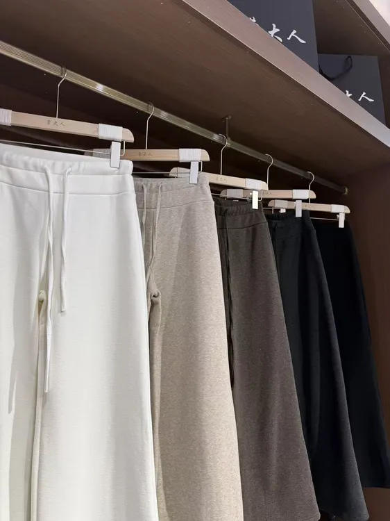 【曹大人】加绒直筒羊绒裤抽绳显瘦款阔腿裤显瘦高腰阔腿裤