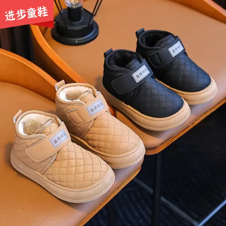 冬季儿童雪地靴男童女童加绒短靴加厚保暖童鞋宝宝棉新款软底靴子