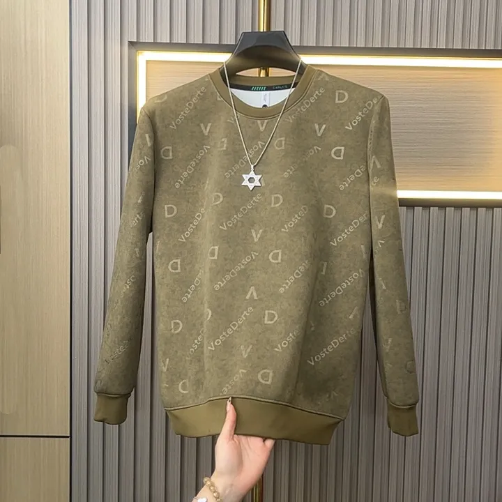 Hentillai男秋冬新款休闲时尚简约上衣扎染钢印百搭宽松加绒 卫衣