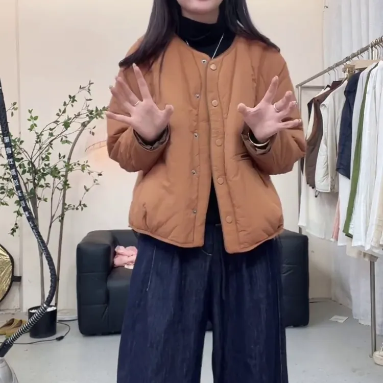 时尚韩版休闲简约短款棉服2025秋冬新款宽松显瘦洋气百搭棉衣外套