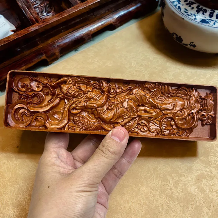 雷击枣木特色镇尺手工木雕艺术冲量福利