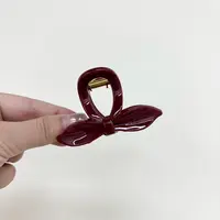L281安可拉红叶子6cm新款商务抓夹法式一字夹女发夹边夹复古