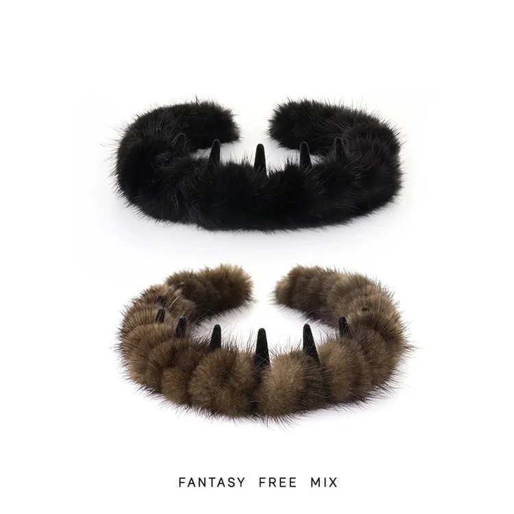 【柔雾轻云】设计师定制款高颅顶百搭水貂毛齿梳发箍