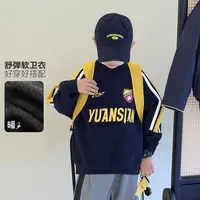 冬季儿童卫衣男童运动印花中大童童装加绒抗寒上衣5111755O1