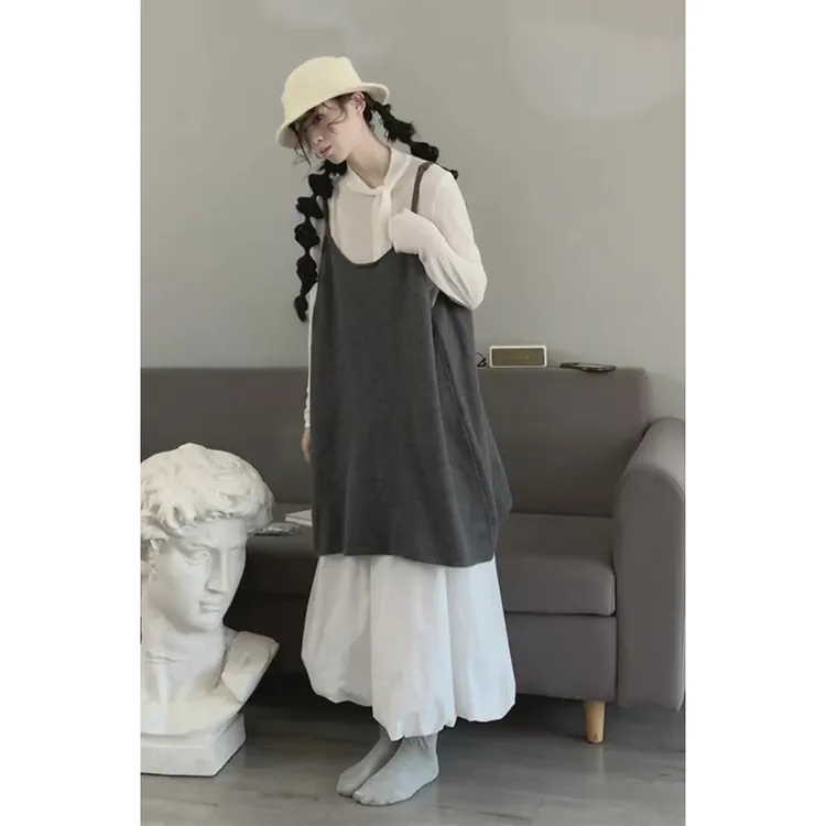 2025秋季新款女法式气质宽松吊带连衣裙修身内搭上衣显瘦半身裙