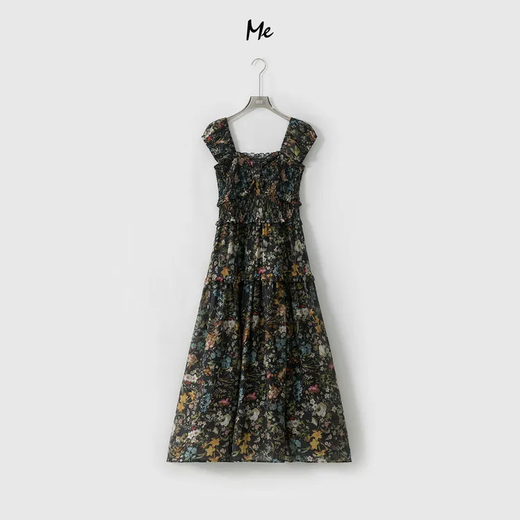 ME【迷迭花园】天丝亚麻混纺重工打揽显瘦时尚休闲连衣裙MESS6084