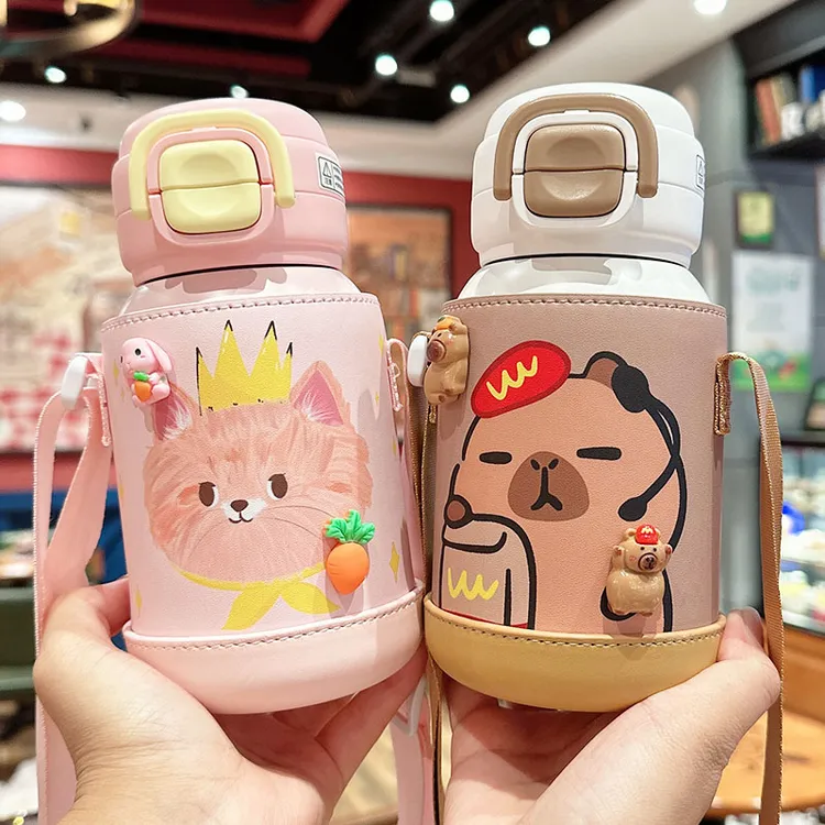 儿童保温杯男女孩可爱双饮水杯幼儿园便携小学生上学专用吸管杯子