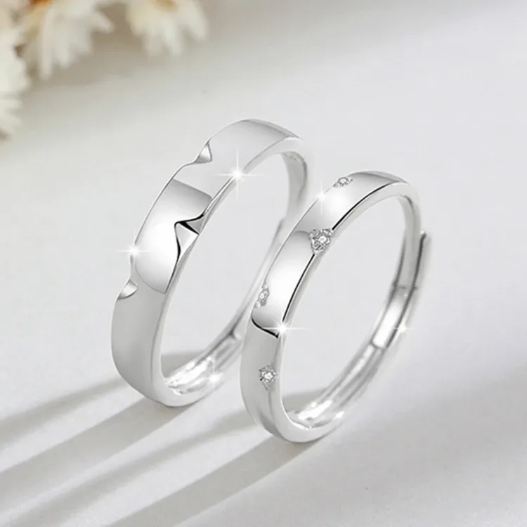 s999足银莫比乌斯轻奢镶钻素圈ins风菱角小众设计送女友七夕礼物