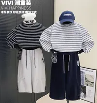 现货VIVI童装2【海军条纹】冬款亲子装中大童洋气条纹印花圆领卫衣