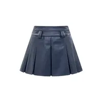 毛妮LADIESFIRST【甜酷搭档】减龄收腰a字皮质百褶短裤裙秋L2283