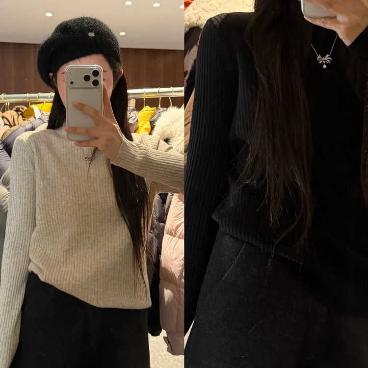 宿慕SUMU纯色简约小立领毛衣12-10冬季2025新款舒适百搭针织衫608