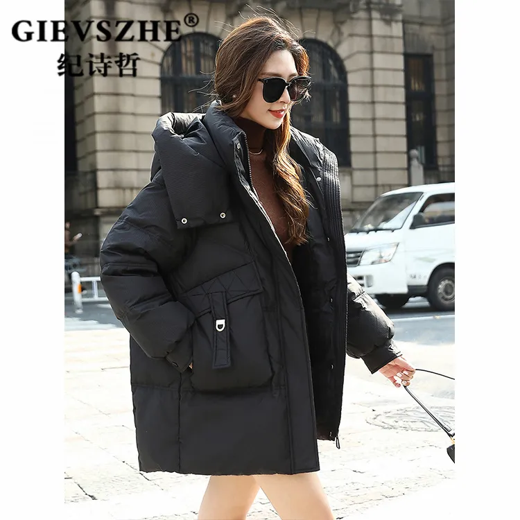 纪诗哲连帽爆款羽绒服女2025冬季新款韩版时尚宽松休闲加厚短外套
