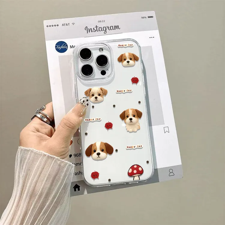 斑点猫狗适用于苹果17promax/16大孔白色IMD手机壳华为小米情侣xr