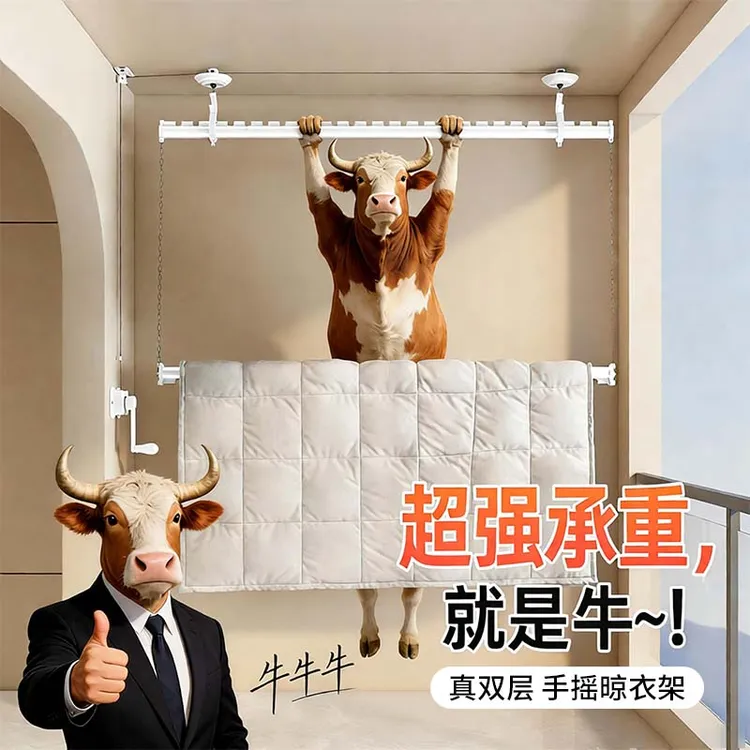 【双12价】包安装手摇式晾衣架晾衣架阳台专用双层升降手动晾衣架