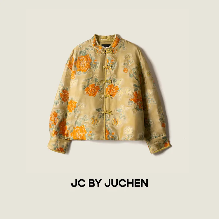 黑标线“金丝玫颂”重磅蚕丝提花盘扣新中式棉外套 FW102001-184