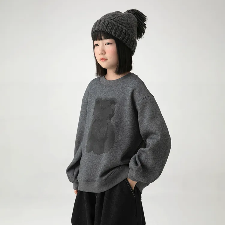 NNGZ冬季儿童玩偶印花加绒卫衣休闲百搭儿童圆领套头衫B25CW1177G