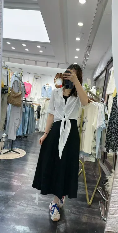 2025夏季新品通勤气质款衬衣外搭吊带连衣裙两件套套装显瘦森系潮