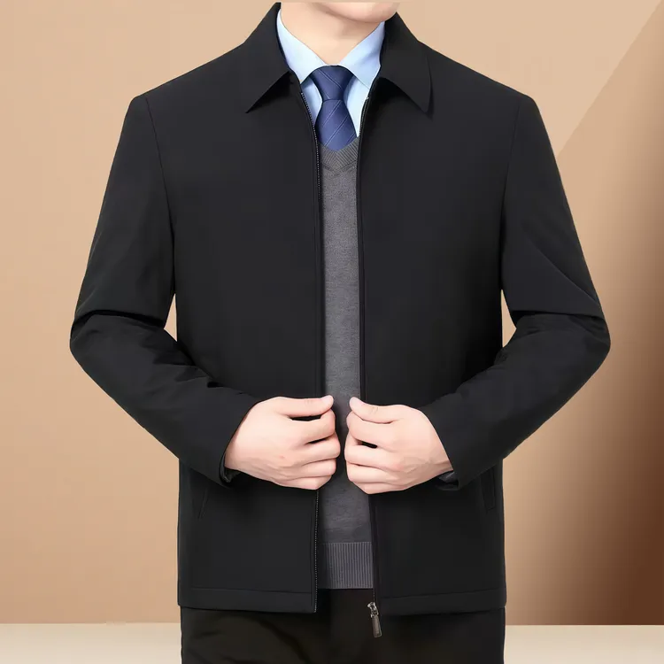 春秋爸爸夹克中年外套男秋装中老年人男上衣爷爷夹克衫新老人外套